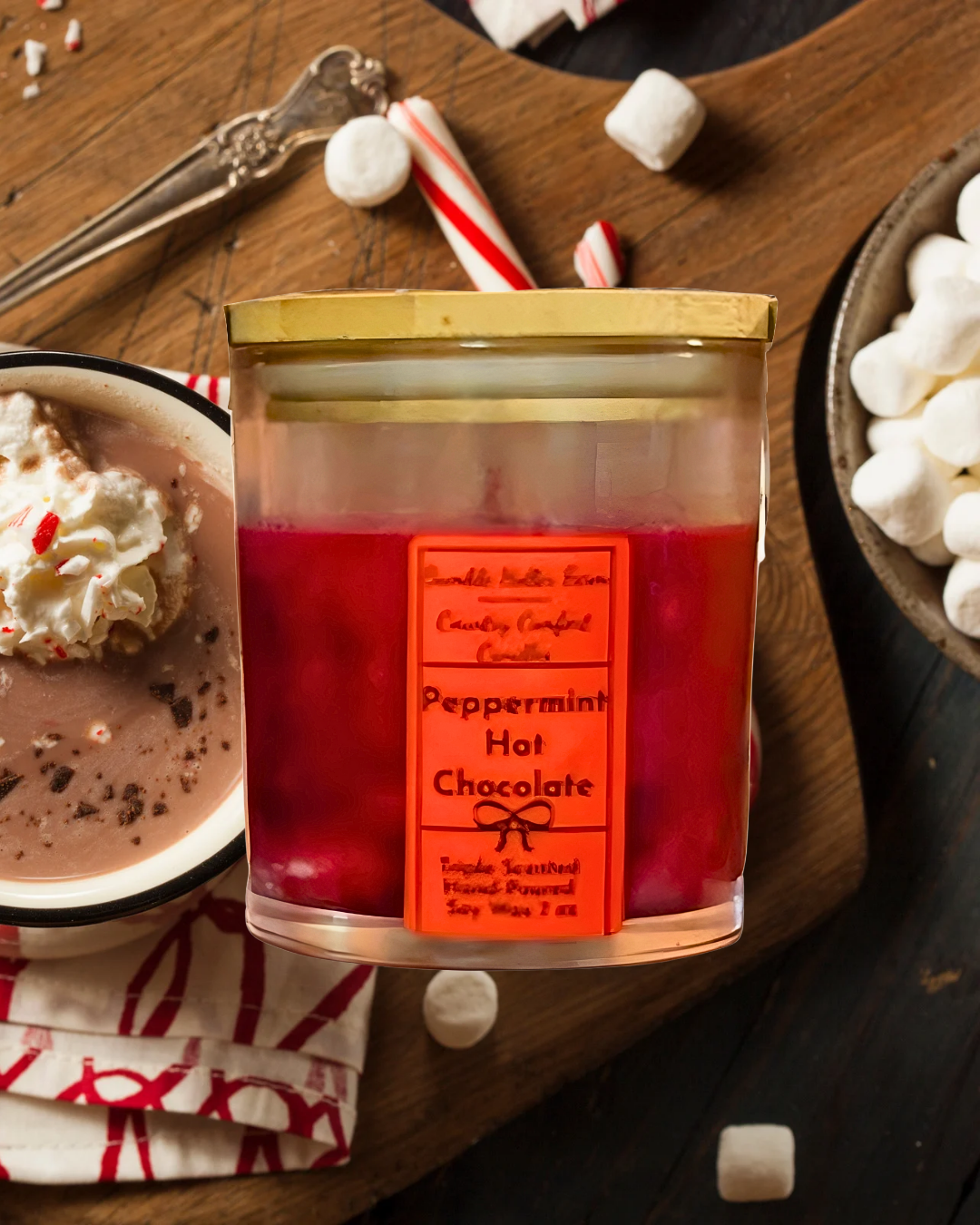 Peppermint Hot Chocolate Handmade Soy Candle | Handcrafted Wax