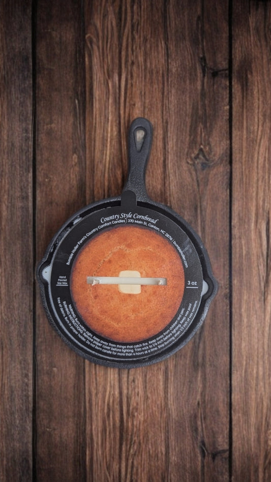 Country Style Cornbread Candle in a Mini Iron Skillet